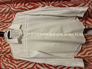 Crisp White Shirt by "The Kooples" with see thru detail, Hidden buttons, Sz Lg.